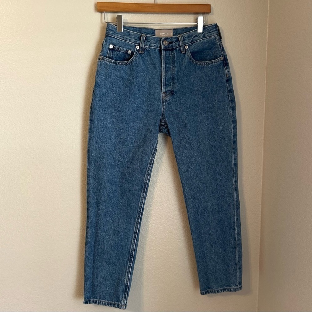 Everlane Womens High Rise Straight Leg “The Cheeky” Denim Jean, Size 28 Crop